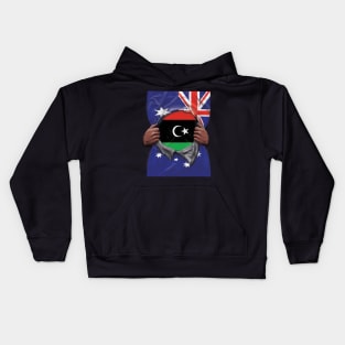Libya Flag Australian Flag Ripped - Gift for Libyan From Libya Kids Hoodie